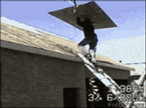 man falling off roof